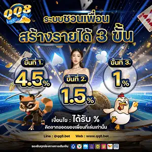 โปรโมชั่นชวนเพื่อน รับสูงสุด 7% จาก QQ8 เป็นโปรโมชั่นสุดฮิตที่เอาใจคนที่มีเพื่อนเยอะ โดยสามารถรับได้ทุกวันที่ 1, 11 และ 21